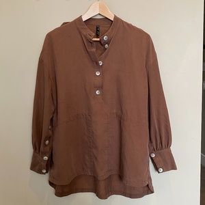 Long Collarless Mauve Tunic